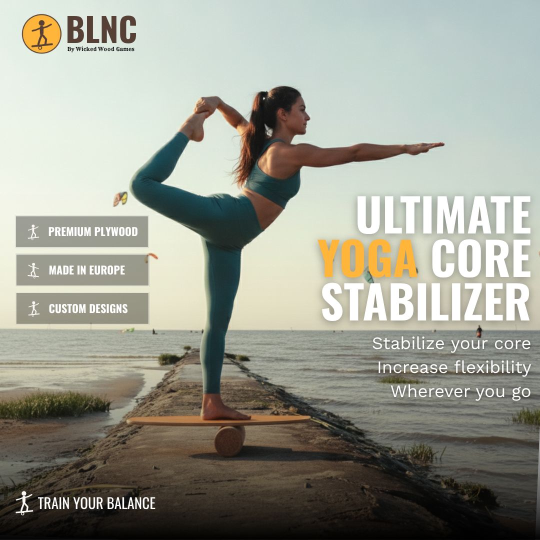 BLNC Balance Boards - TRICK Style - SUNSET Design - Incl Roller Balance Boards Wicked Wood Games